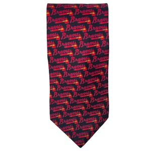 Ralph Marlin Sports MLB Atlanta Braves Men's Necktie Silk Black and Red Baseball